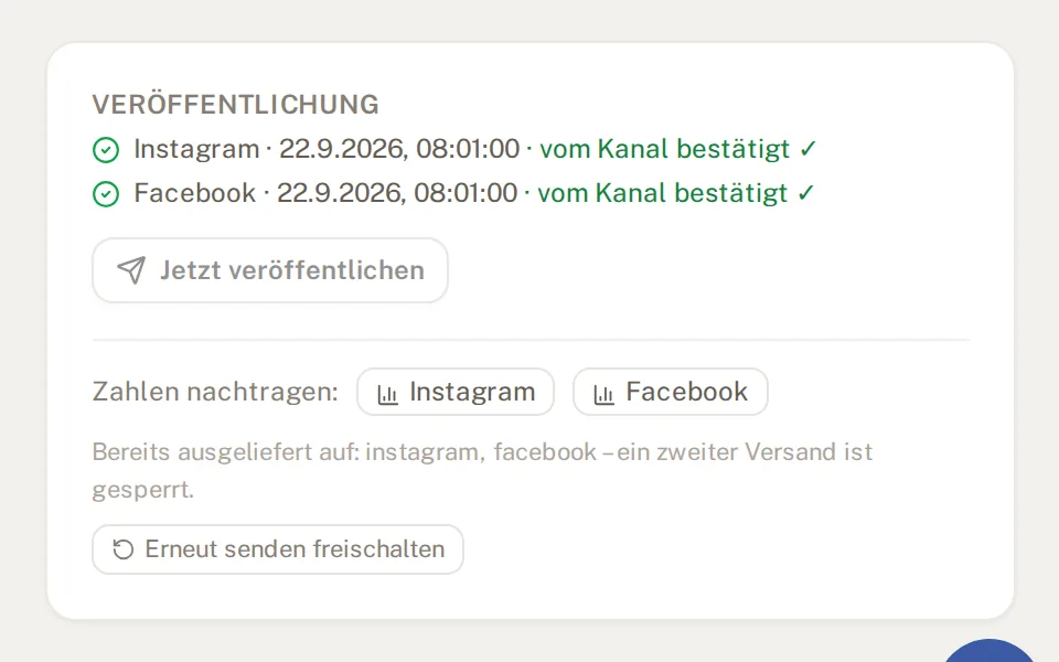 Protokoll: vom Kanal bestätigt