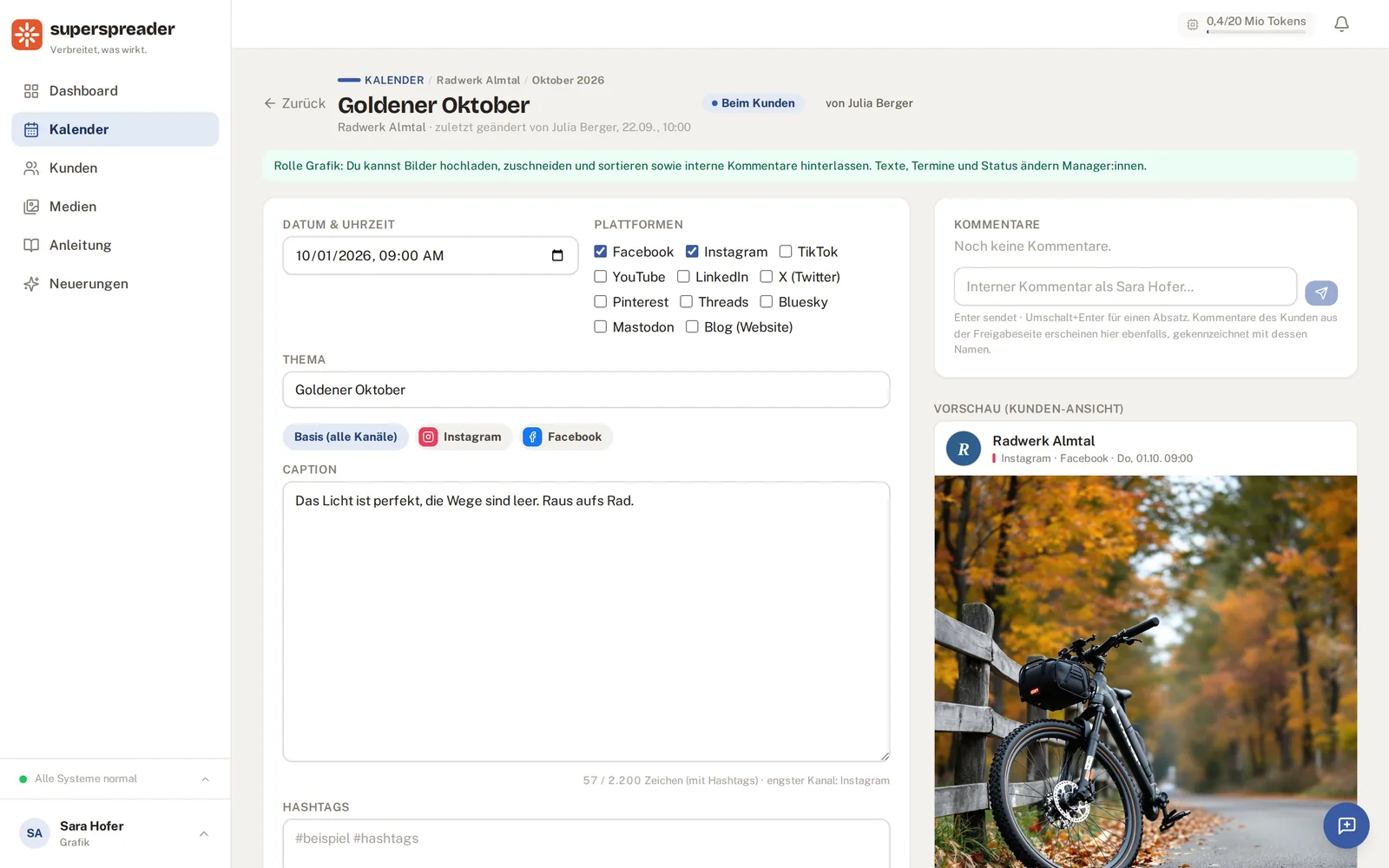 Beitrag aus Sicht der Rolle Grafik: Bilder bearbeitbar, Text gesperrt